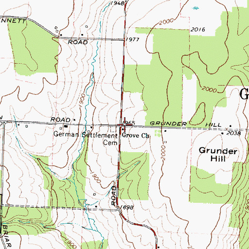 Topographic Map of Grove Church, NY