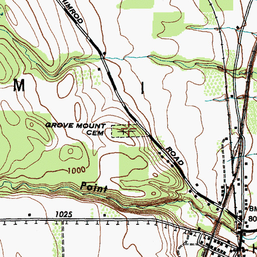 Topographic Map of Grove Mount Cemetery, NY