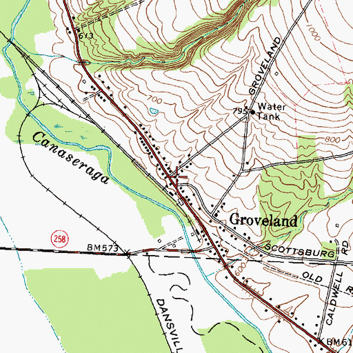 Topographic Map of Groveland, NY