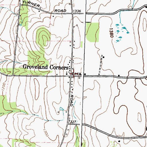 Topographic Map of Groveland Corners, NY