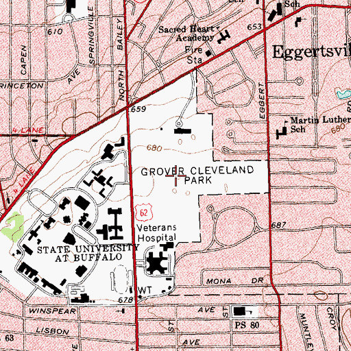 Topographic Map of Grover Cleveland Park, NY