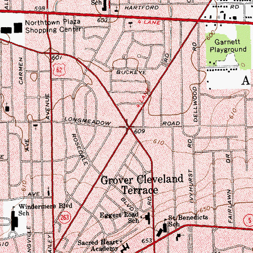 Topographic Map of Grover Cleveland Terrace, NY