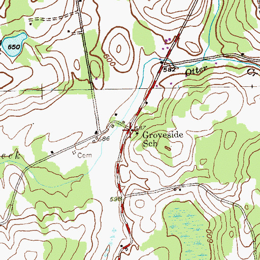 Topographic Map of Groveside School, NY