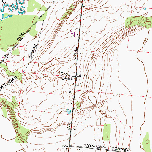 Topographic Map of Grow Cemetery, NY