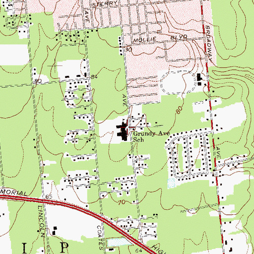Topographic Map of Grundy Avenue School, NY