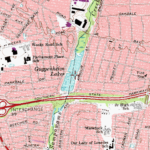 Topographic Map of Guggenheim Lakes, NY