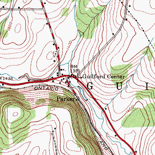 Topographic Map of Guilford Center, NY