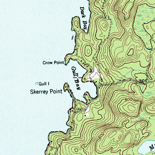 Topographic Map of Gull Bay, NY