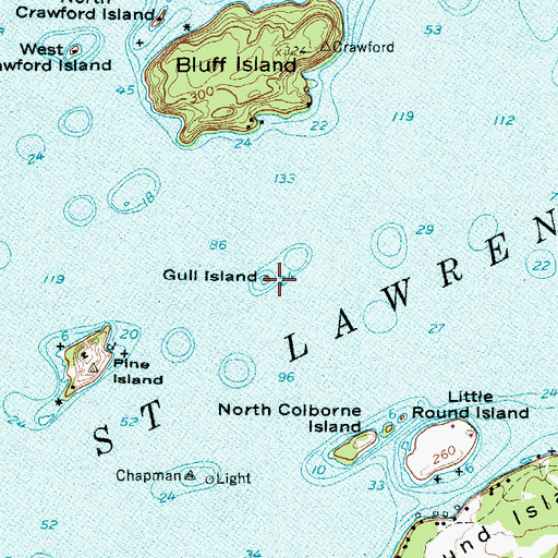Topographic Map of Gull Island, NY