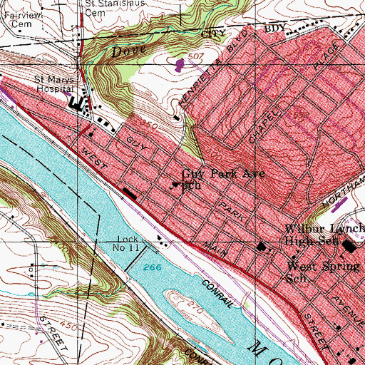 Topographic Map of Guy Park Avenue School, NY
