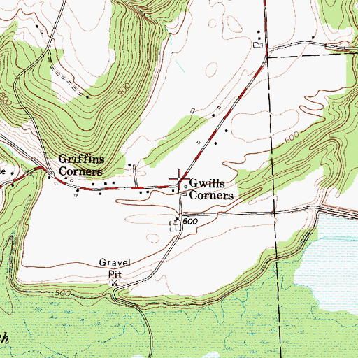 Topographic Map of Gwills Corners, NY