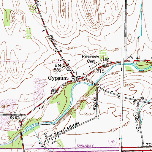 Topographic Map of Gypsum, NY