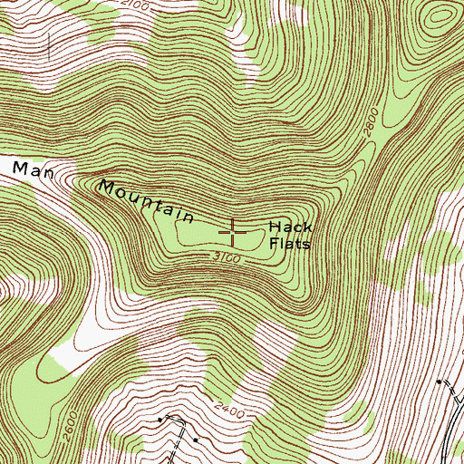 Topographic Map of Hack Flats, NY