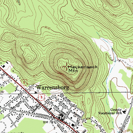 Topographic Map of Hackensack Mountain, NY