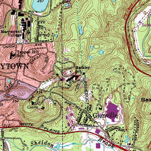 Topographic Map of Hackley School, NY