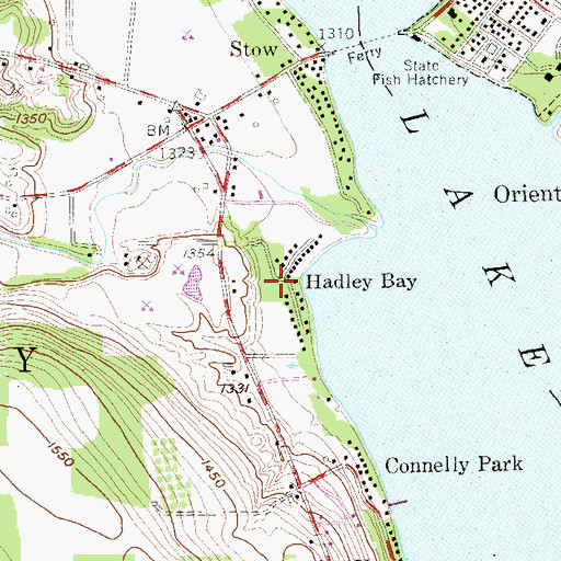 Topographic Map of Hadley Bay, NY