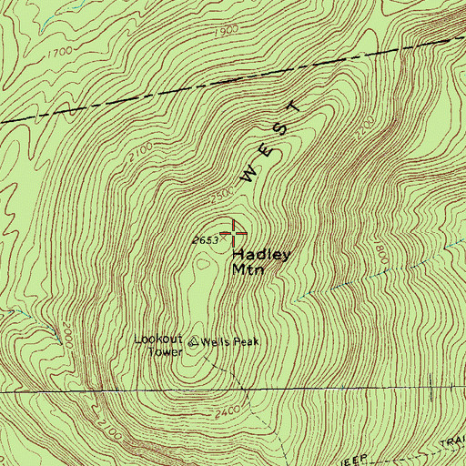 Topographic Map of Hadley Mountain, NY