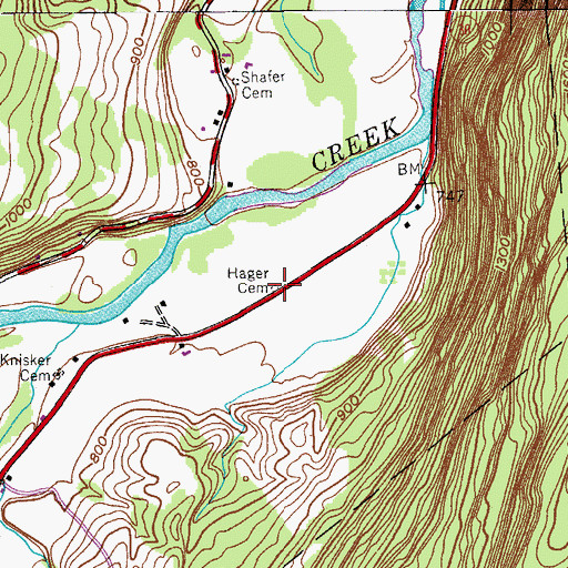 Topographic Map of Hager Cemetery, NY
