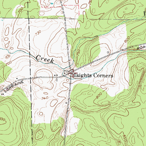 Topographic Map of Haights Corners, NY