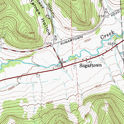 Topographic Map of Haines Creek, NY