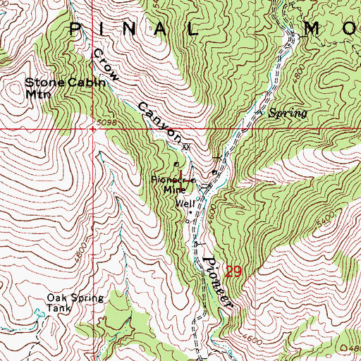 Topographic Map of Pioneer Mine, AZ