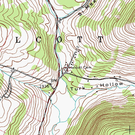 Topographic Map of Halcott Cemetery, NY