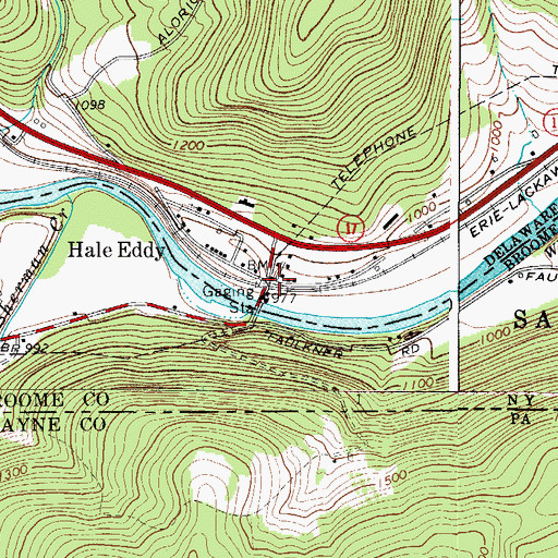 Topographic Map of Hale Eddy, NY