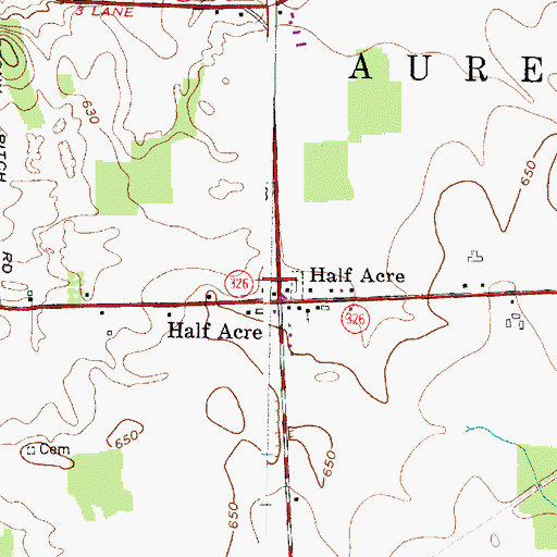 Topographic Map of Half Acre, NY