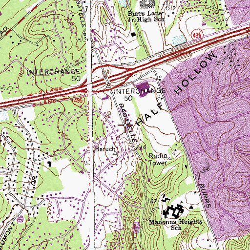 Topographic Map of Half Hollow Hills, NY