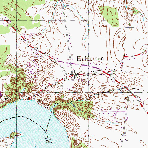 Topographic Map of Halfmoon, NY