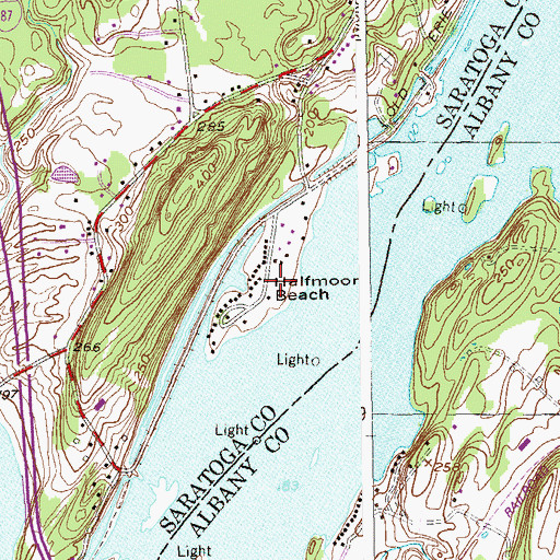 Topographic Map of Halfmoon Beach, NY