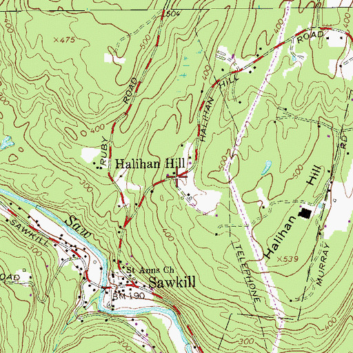 Topographic Map of Halihan Hill, NY