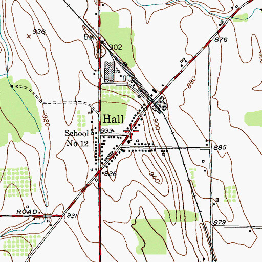 Topographic Map of Hall, NY