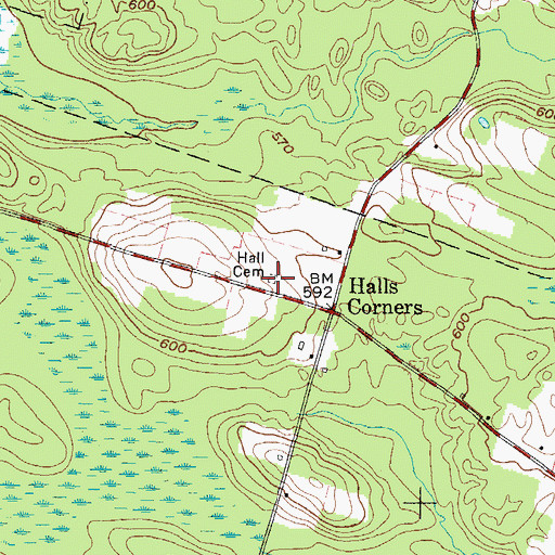 Topographic Map of Hall Cemetery, NY