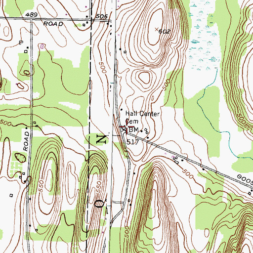Topographic Map of Hall Center Cemetery, NY
