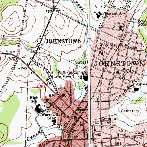 Topographic Map of Hall Creek, NY