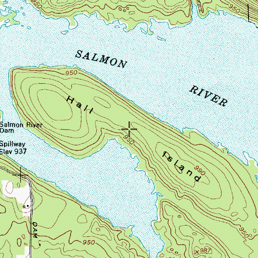 Topographic Map of Hall Island, NY