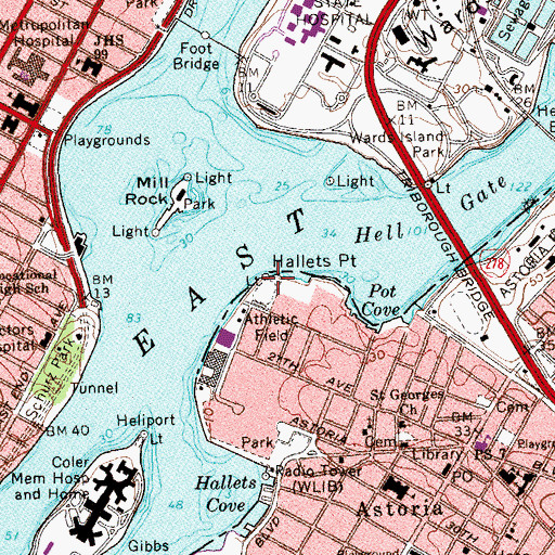 Topographic Map of Hallets Point, NY