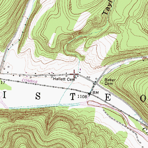 Topographic Map of Hallett Cemetery, NY