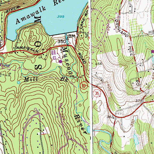 Topographic Map of Hallocks Mill Brook, NY