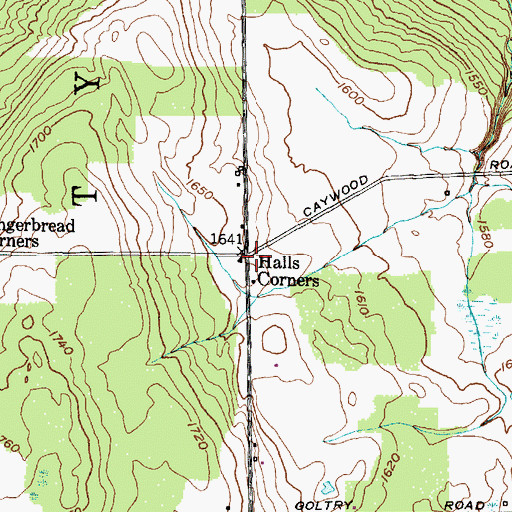 Topographic Map of Halls Corners, NY