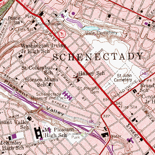 Topographic Map of Halsey School (historical), NY