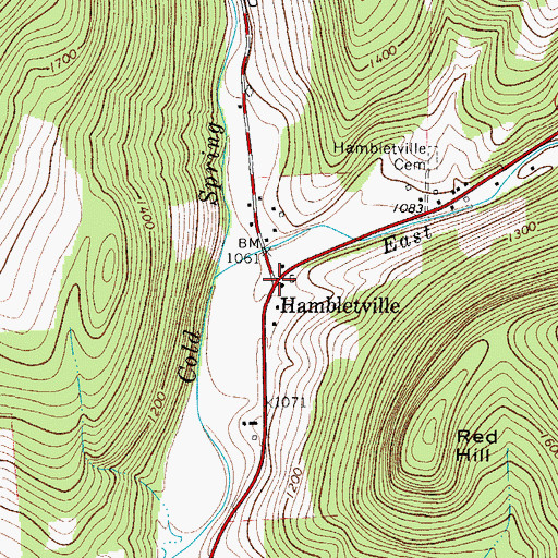 Topographic Map of Hambletville, NY
