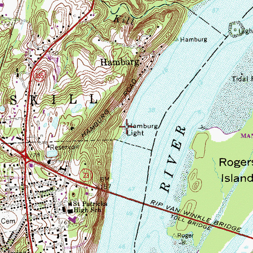 Topographic Map of Hamburg Light, NY