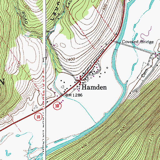 Topographic Map of Hamden, NY