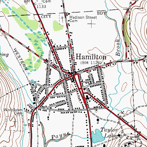 Topographic Map of Hamilton, NY