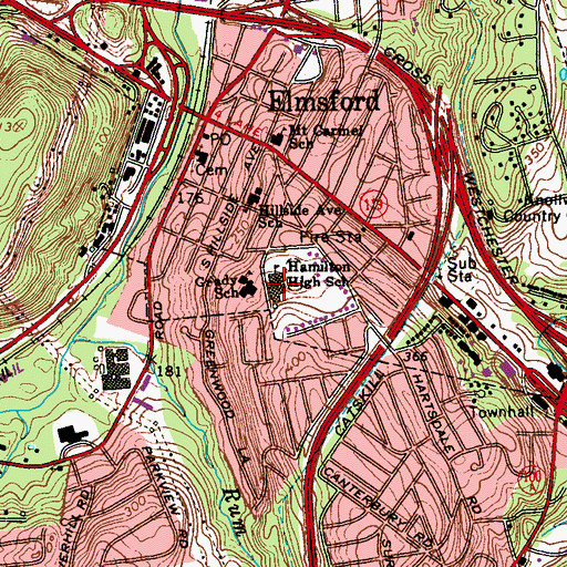 Topographic Map of Alexander Hamilton High School, NY