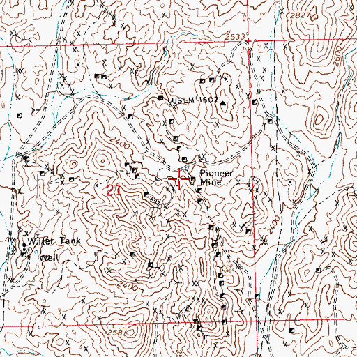 Topographic Map of Pioneer Mine, AZ