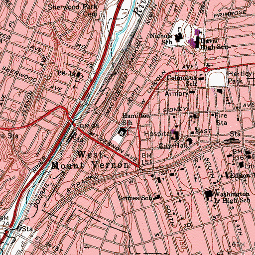 Topographic Map of Hamilton School, NY