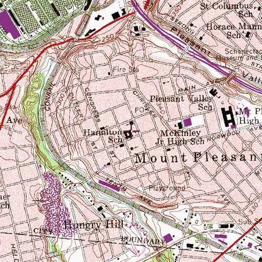 Topographic Map of Hamilton Elementary School, NY